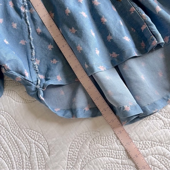 NWT - Free People - Joelle Printed Button Top - Chambray Combo - Picture 12 of 12